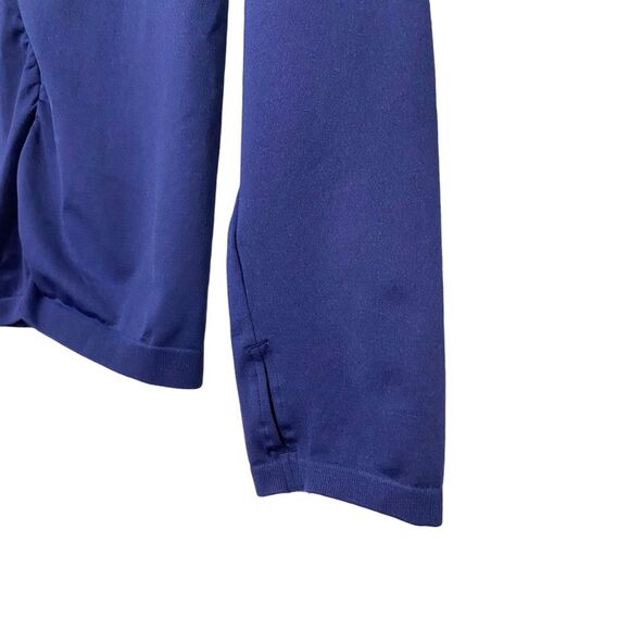 Fabletics Size Large Luciana Seamless Longsleeve Zip Up Mock Neck Navy Blue - Picture 10 of 12